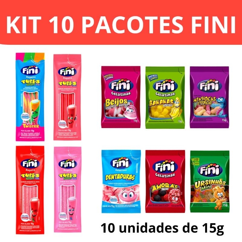 Kit Fini Tubes Balas 10 pacotes de 15g