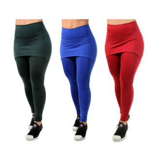Kit 3 Calças Legging Tapa Bumbum Saia Roupas Fitness Femininas Para Academia Revenda B03