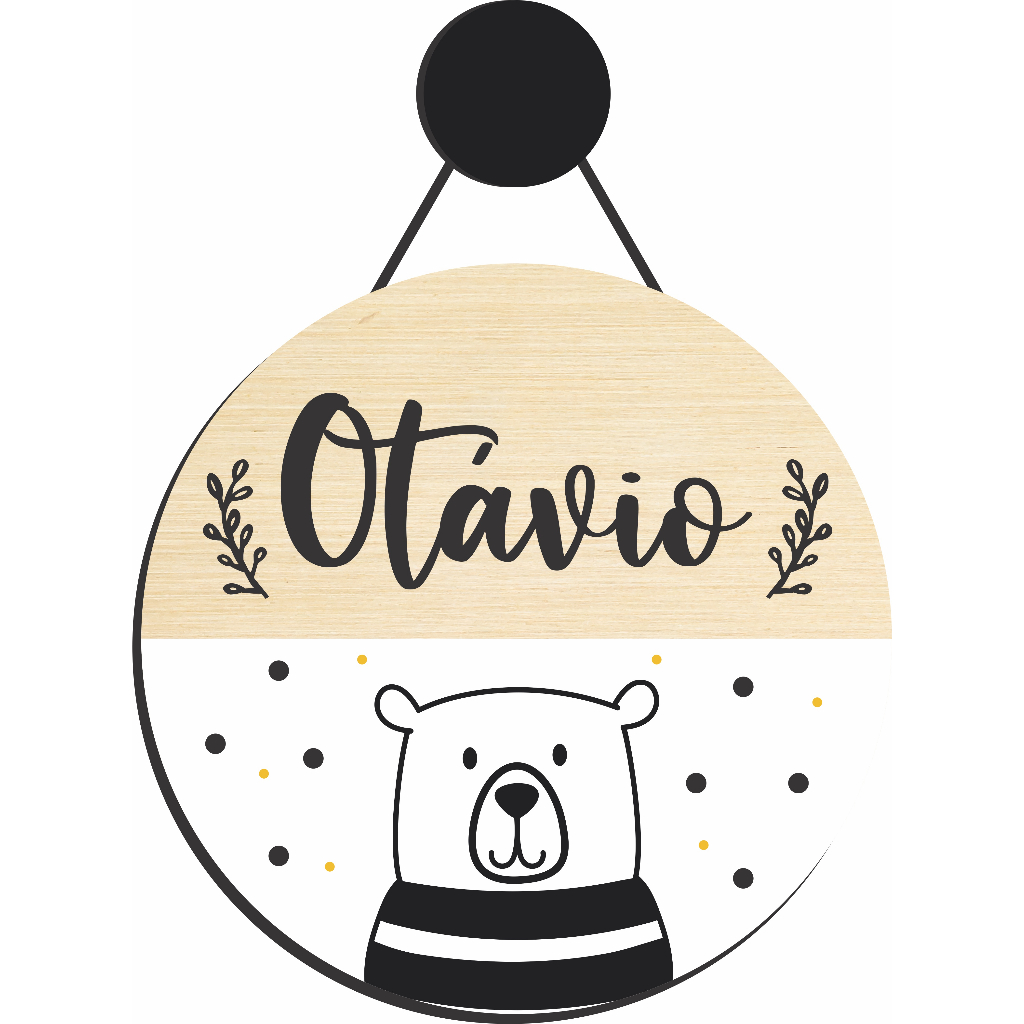 Enfeite Porta Maternidade Urso - Ursinho Minimalista - Nome personalizado - GUIRLANDA