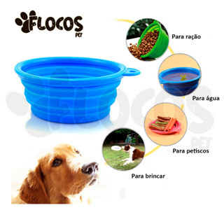 Comedouro Bebedouro Retrátil Silicone para Passeio de Cachorro Cães Gatos Pet com Mosquetão Prático