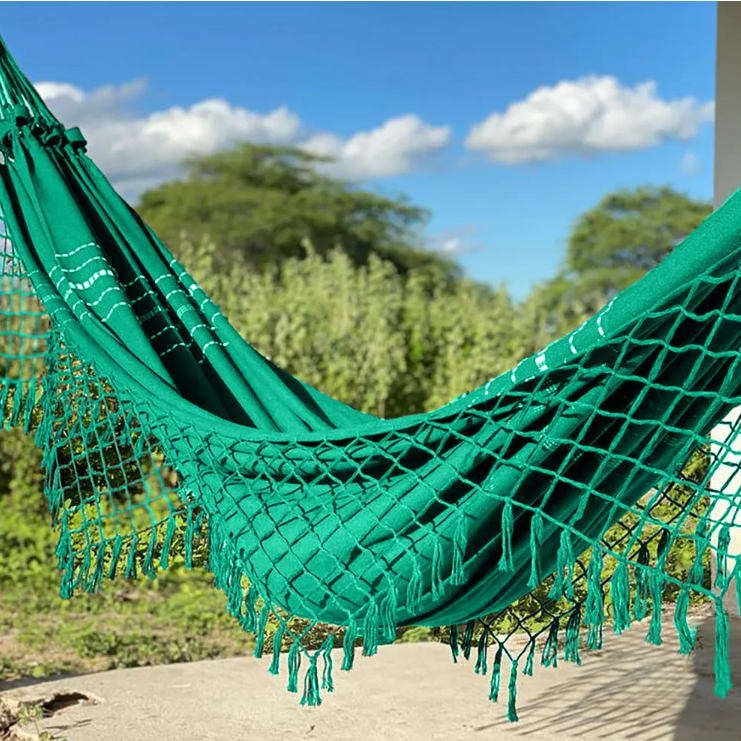 Rede de descanso balanço verde 1.40 x 3.60 M casal varanda lazer camping confortavel resistente