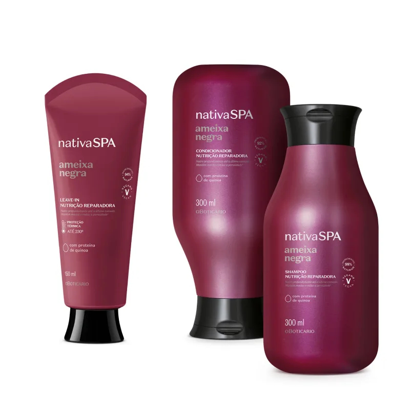 Nativa SPA Ameixa Negra: Shampoo 300ml Condicionador 300ml Creme Para Pentear 150ml