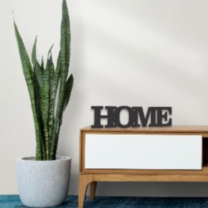 Letras decorativas "HOME" para parede e Rack em MDF preto 6mm, Casa, Sala, Escritório, Quarto.
