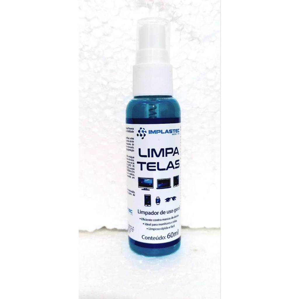 Limpa Telas Clean Spray 60ml Anti-risco Implastec ( Tv / Celular / Oculos / Relogio )