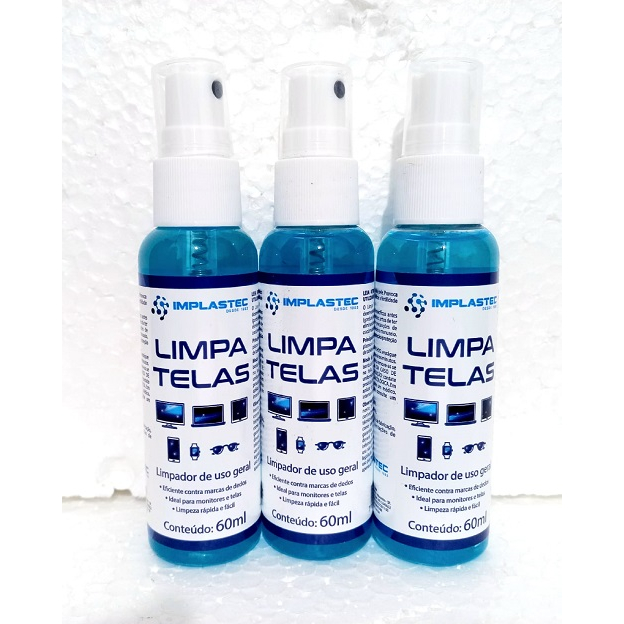 Kit 3 Limpa Telas Clean Spray 60ml Anti-risco Implastec ( Tv / Celular / Oculos / Relogio ) em Oferta na Shopee
