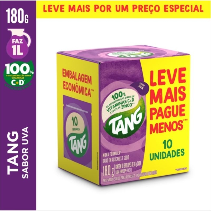 Suco Tang Uva Leve 10 Por Preço Especial Refresco Suco em Pó Pacotinho Pacote Lanche