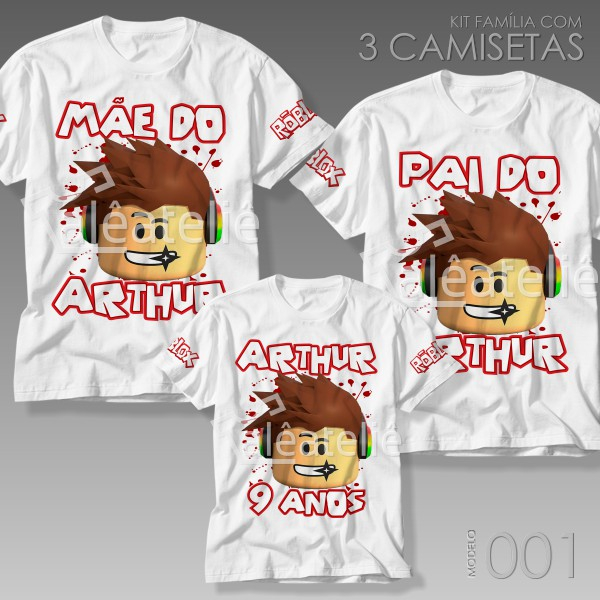 Kit 3 Camisetas Roblox Festa Infantil Família Aniversario Personalizada