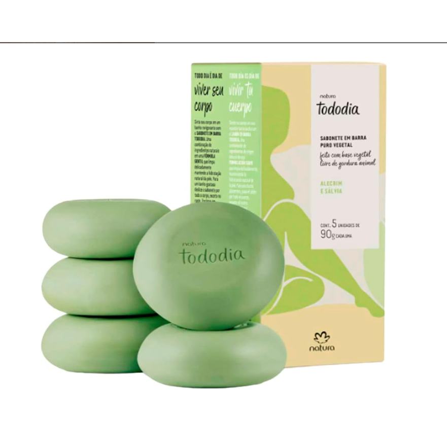 Sabonetes em Barra Natura TodoDia Alecrim e Sálvia Caixa com 5 Unit de 90g