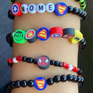 Pulseira de miçangas super-heróis masculina , unissex