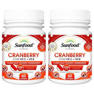 Kit 2 Un - Cranberry com Vitamina C + Vitamina E - Total de 120 Cápsulas Sunfood
