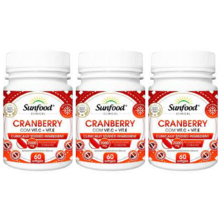 Kit 3 Un - Cranberry com Vitamina C + Vitamina E - Total 120 Cápsulas Sunfood