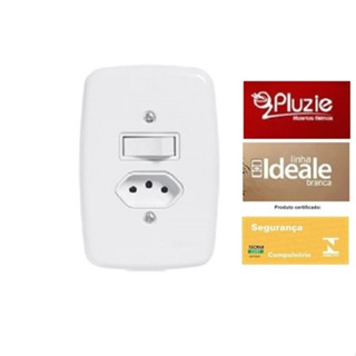 Cj. 1 Interruptor c/ Tomada 3p 10A Pluzie Ideale