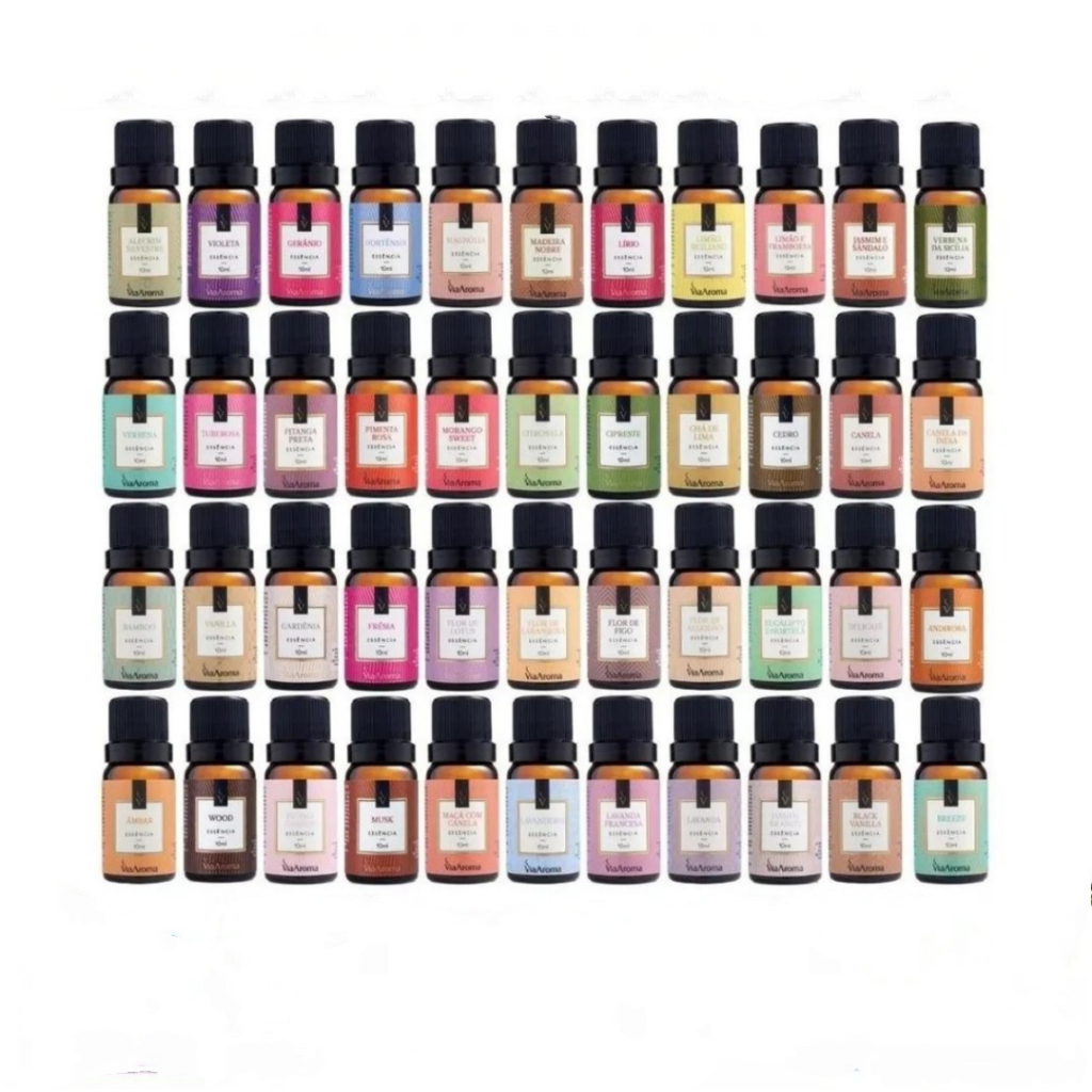 Kit 10 Essências Via Aroma 10ml - Para Difusor Aromatizador Elétrico  - Aromaterapia em Oferta na Shopee