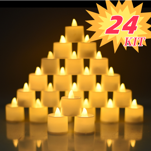 24 Conjuntos Vela Led Eletrônica Amarela Linda Decorativa Com Baterias/Festa/Casamento/Decoração