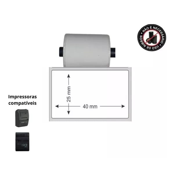 Etiqueta Adesiva Térmica 40x25 Para Mini Impressora