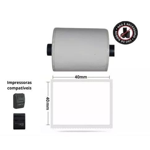 Etiqueta Adesiva Térmica 40x40 Para Mini Impressora