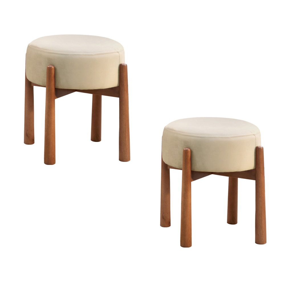 Conjunto - 2 Puffs Banqueta Lotus Luxo - vira mesinha