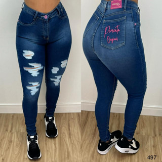 Calça Jeans Clara Com Lycra Destroyd Pimenta Doce