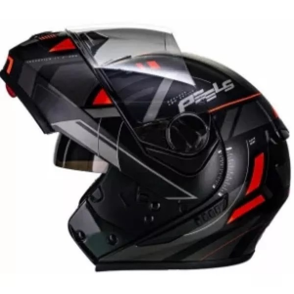 Capacete Moto Peels Robocop Dynamic U-rb2 Preto Vermelho Fosco