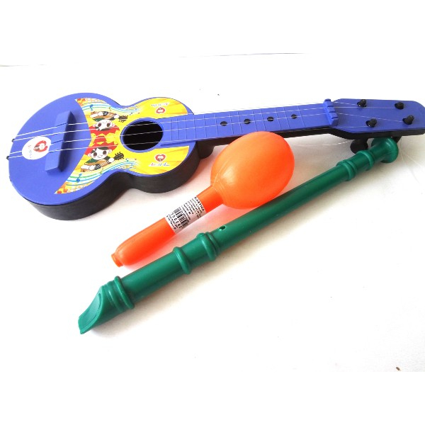 Kit Violinha, Flauta 8 furos e Maraca instrumentos musicais infantis