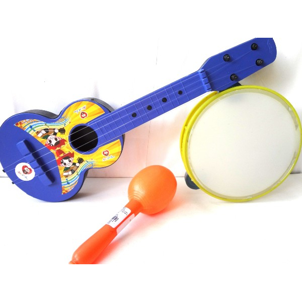 Kit Violinha, Pandeiro e Maraca instrumentos musicais infantis