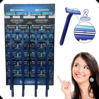 Kit 24 Unidades Aparelho Barbear 2 Lâminas Cartela Descartável Hotel Hospital Tattoo Estúdio Envio Imediato