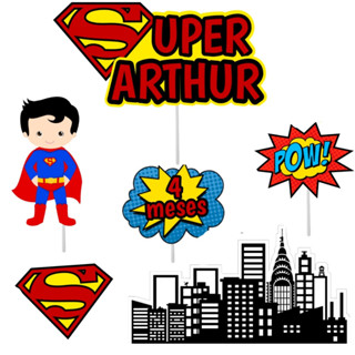 Topo Topper Decoração De Bolo Enfeite Super Man