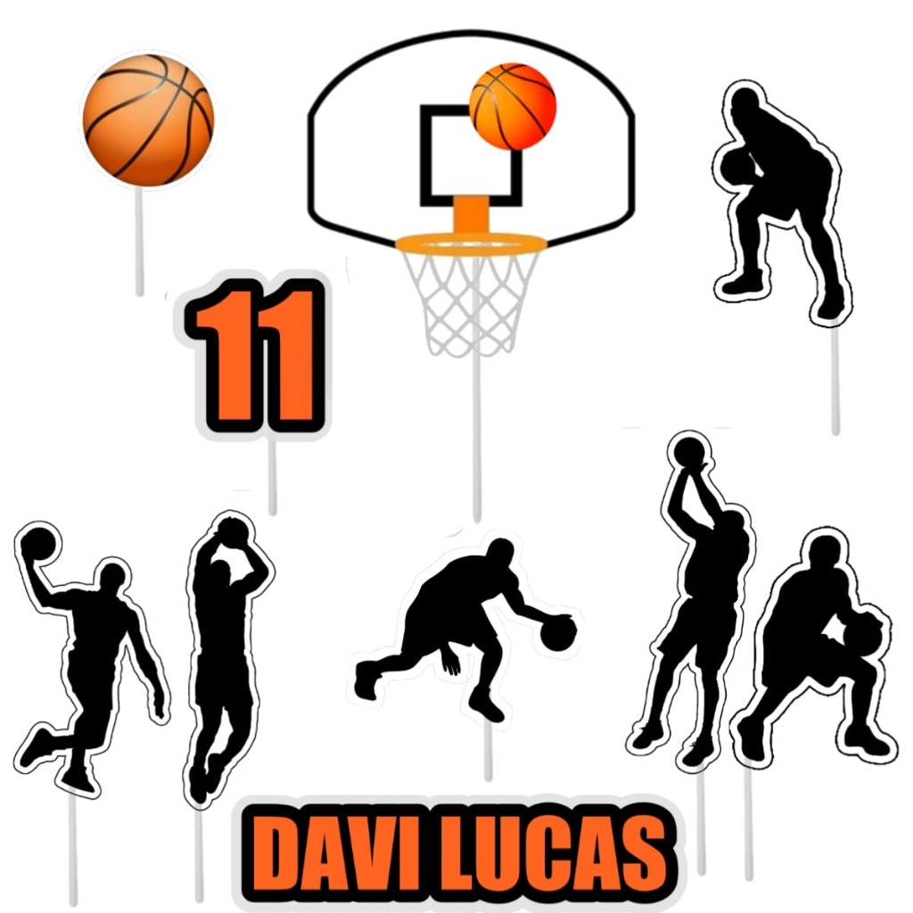 Topo Topper Decoração De Bolo Enfeite Basquete em Oferta na Shopee