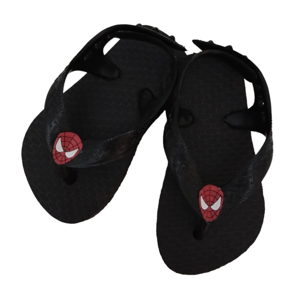 Chinelo Baby e Infantil Preto do Homem Aranha Spider-Man Desenho Super Herói Menino