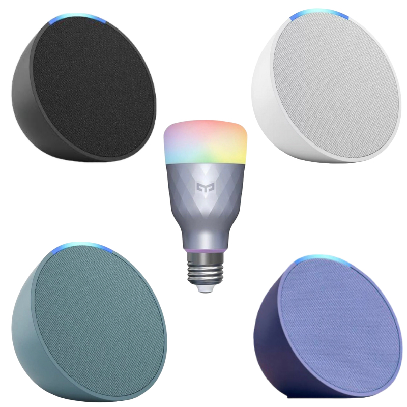 Kit Caixa de som bluetooth Alexa Pop c/ lâmpada led smart Xiaomi