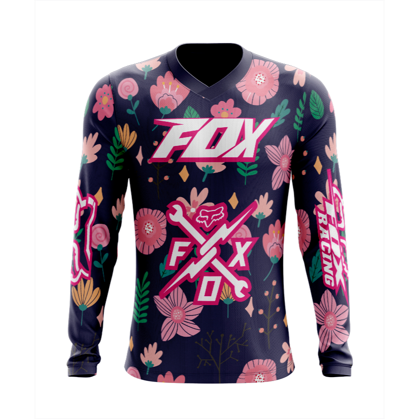 Camiseta Motocross Downhill Bike Fox Alta Qualidade Feminina Flores