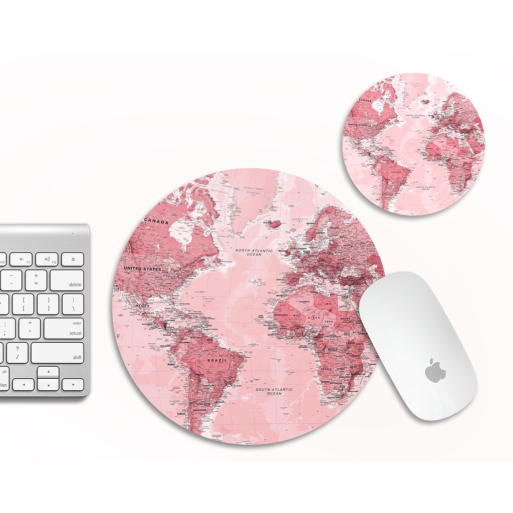 MousePad Plano Redondo Mapas Mundi + Porta Copos em Oferta na Shopee