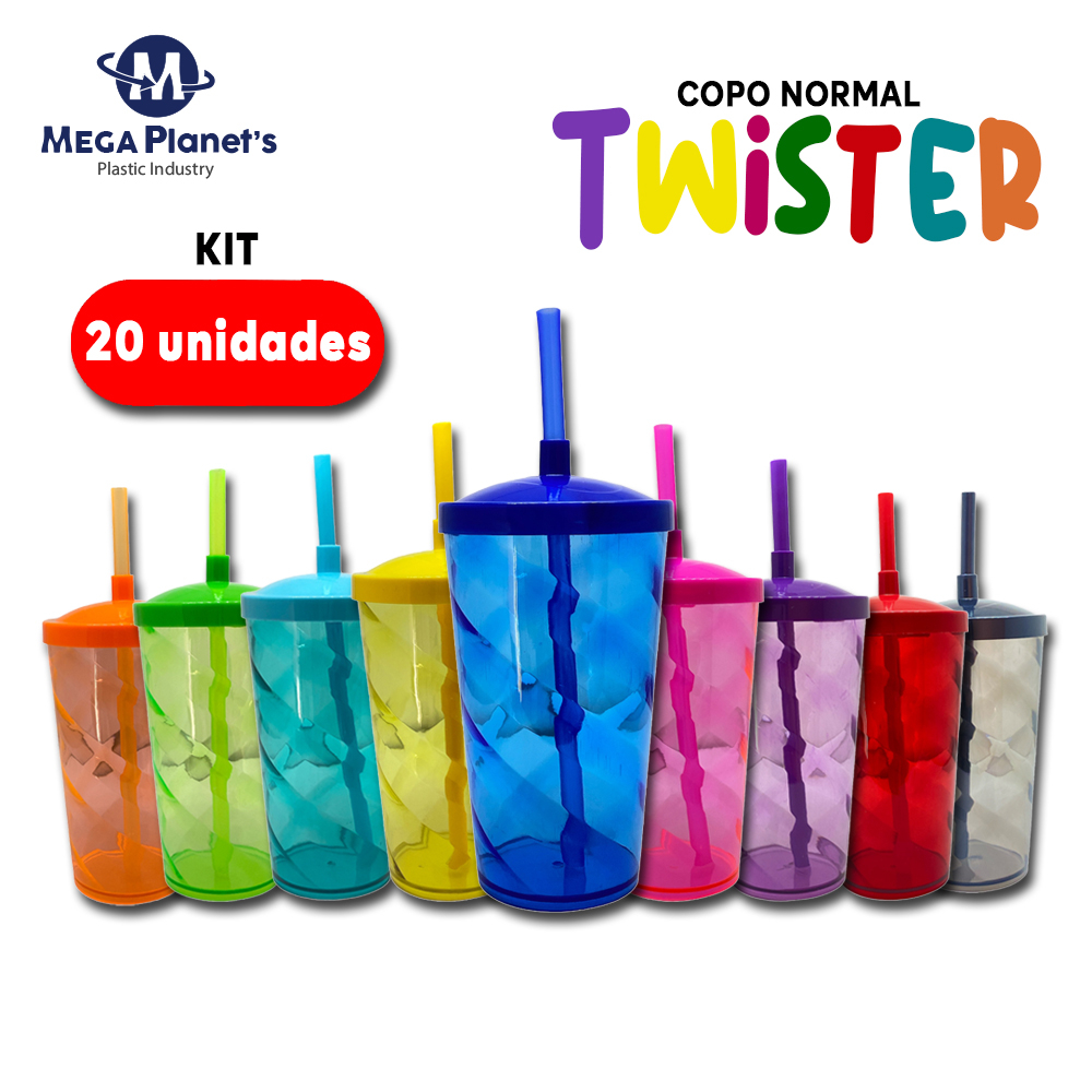 KIT 20 COPOS TWISTER 500ml TAMPA NORMAL |Ideal para Drinks e Festas Aniversários Chá de Bebê | Ideal Para Personalizaçõe em Oferta na Shopee