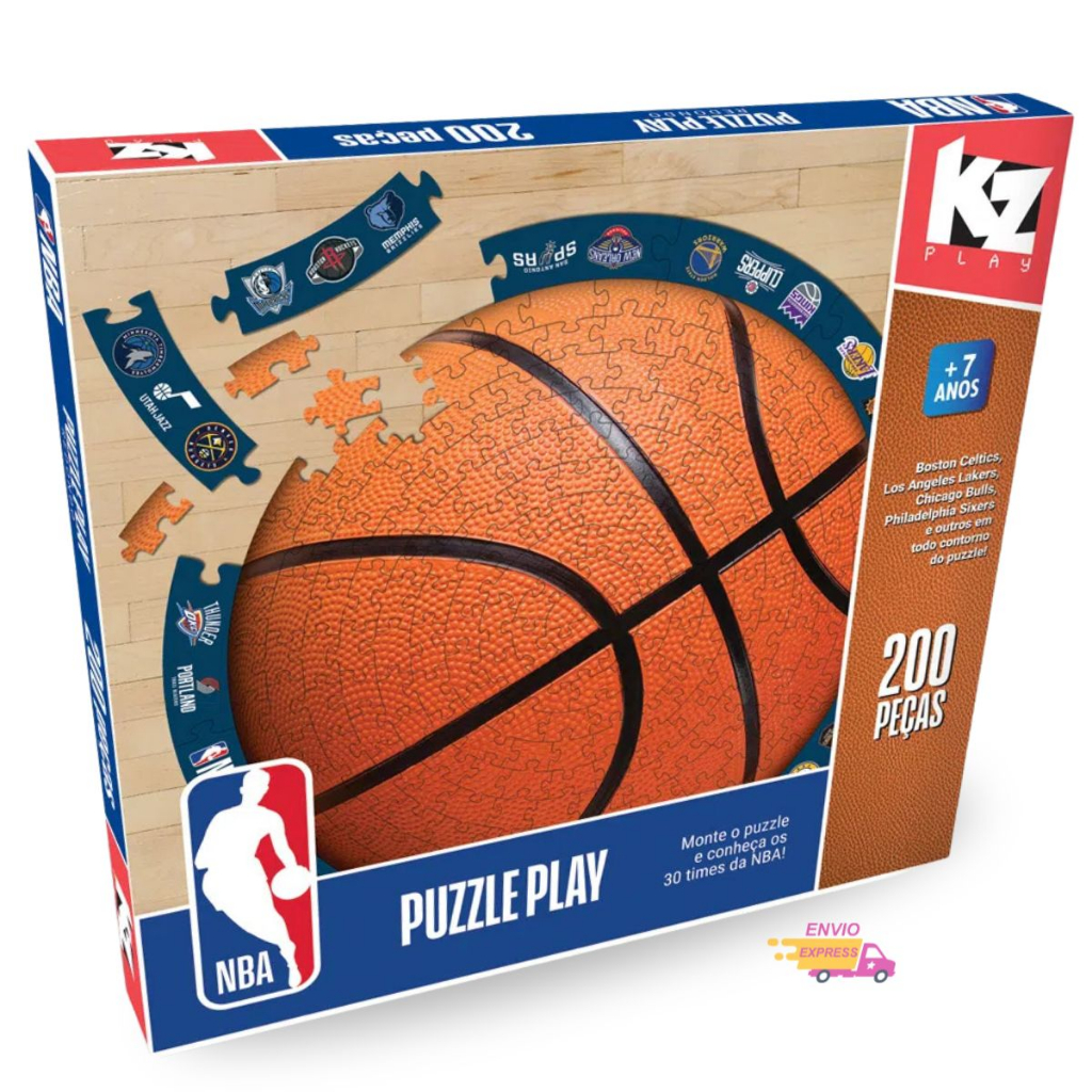 Jogo Quebra-cabeça Puzzle Play NBA 200 Peças Série Brinquedos de Menino e Menina Kz Play Elka