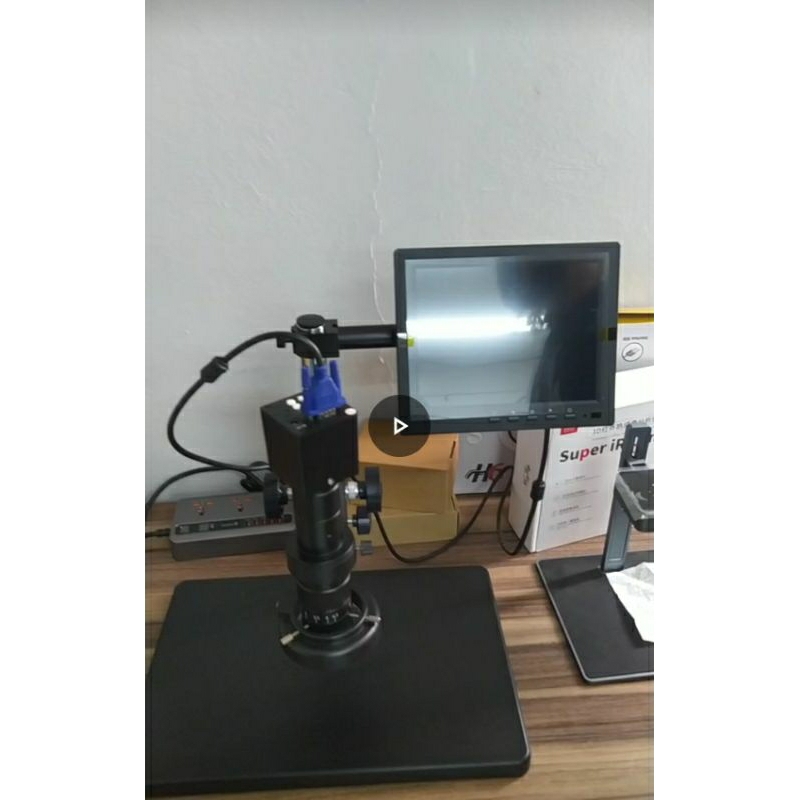 microscopio trinocula 70x45 com led + tela vga