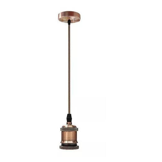 Fio Pendente Retrô Luminária Decoração 1 metro Cabo Bocal E27 com Canopla Rosé Verde Dourado Vermelho Industrial