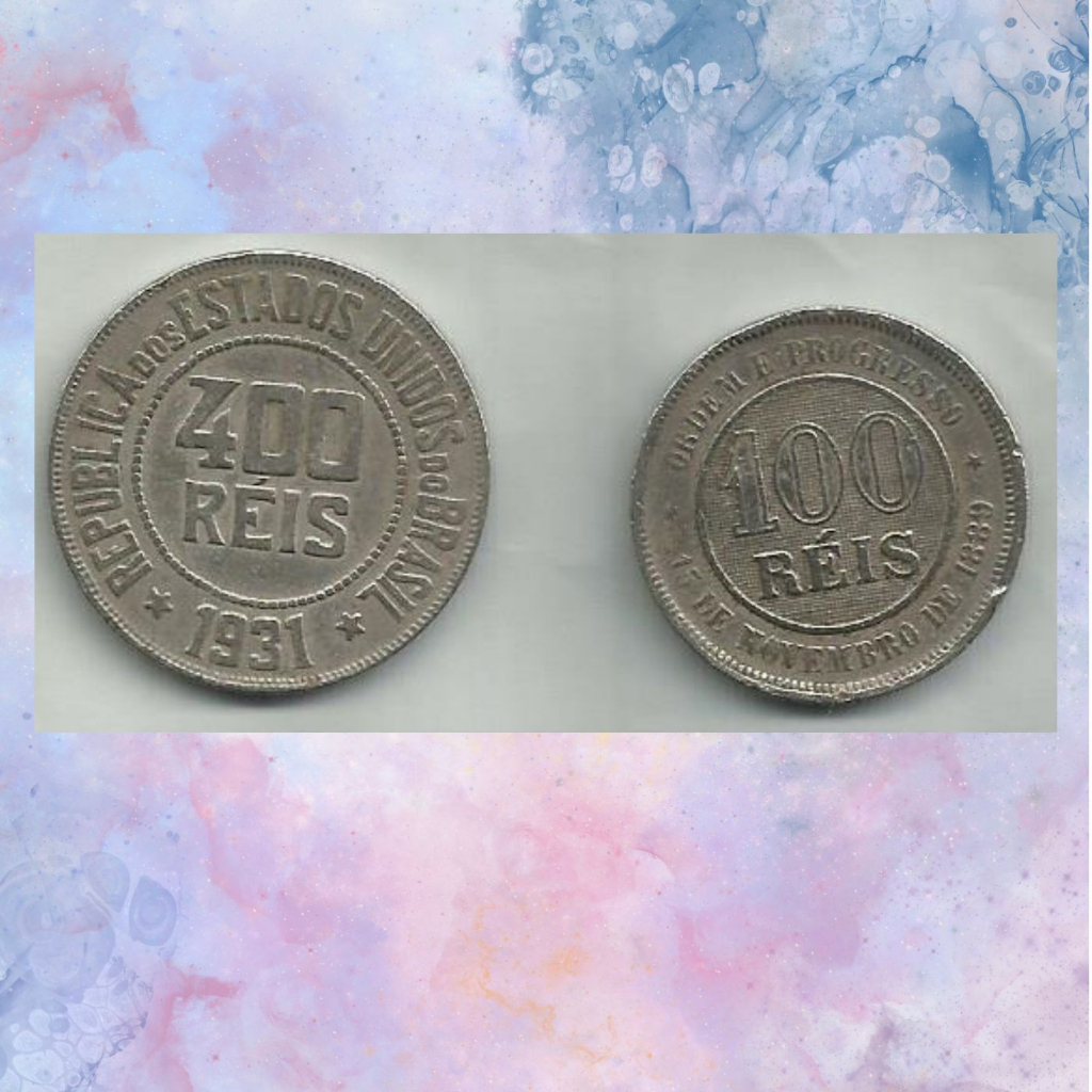 RÉIS - Moedas Lote com 2 - 400 Réis- 1931 / 100 Réis - 1889- MBC