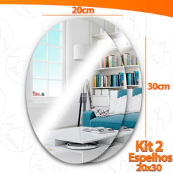 Espelhos Adesivo Acrilico Oval 20x30cm Boa Nitidez Decorativo Sala Banheiro