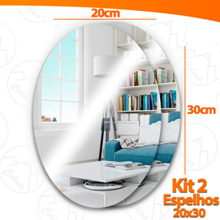 Kit 2/1 Espelho Adesivo Acrilico Oval 20x30cm Boa Nitidez Decorativo Sala Banheiro em Oferta na Shopee