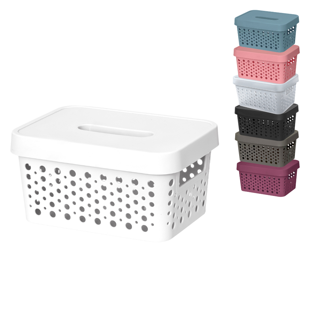 Cesta Organizadora com Tampa 2 Litros 19x14x9,5 Cesto Organizador Caixa Multiuso Rattan em Oferta na Shopee