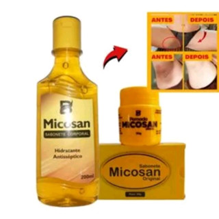 Kit com 3 itens - 1Pomada +1 Sabonete Barra + 1Sabonete Líquido - Micosan Clareador de Manchas, Removedor de Olheiras, cicatrizante Imperdível
