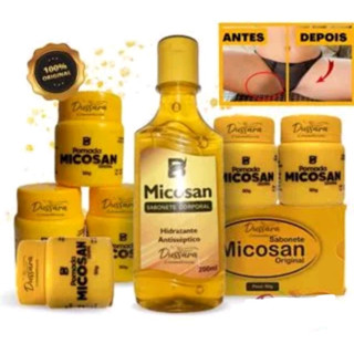 Kit COMPLETO Micosan Clareador de Manchas - 6 Pomadas + 1 Sabonete Barra + 1 Sabonete Líquido Clareia Manchas - remove olheiras - cicatrizante e micoses