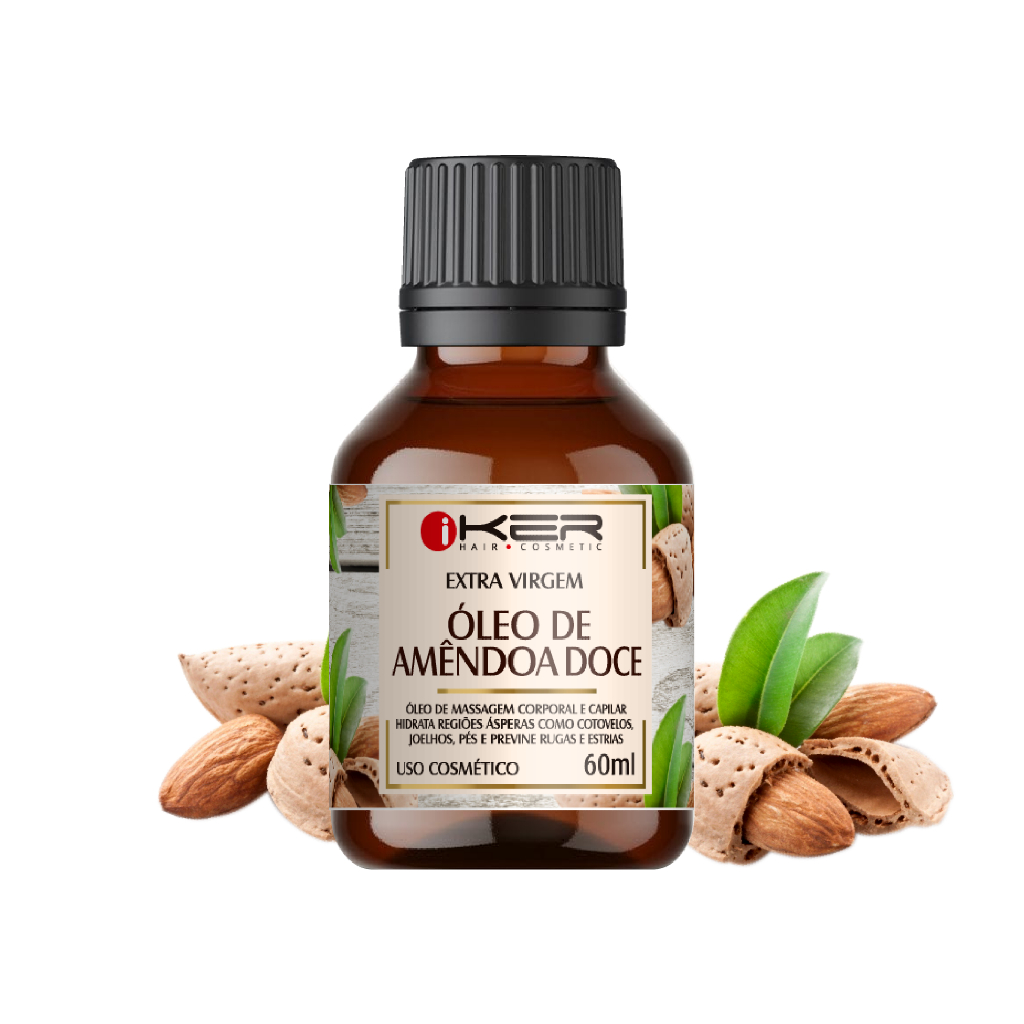Óleo De Amêndoa Doce Cabelo e Pele - Extra Virgem Puro 60 ml