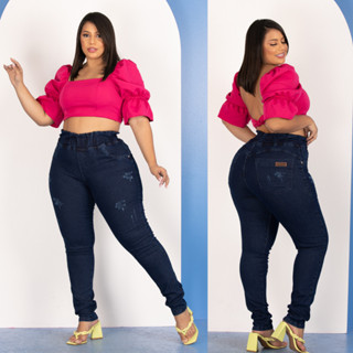 calça feminino plus size tamanho grande cintura muito alta c/lycra modelo empina bumbum qualidade premium