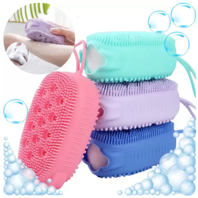 Esponja de Silicone Bucha Escova para Banho Com Porta Sabonete Esfoliação
