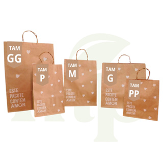 Sacola Kraft Coração (BRANCO) - 50 Unidades em Oferta na Shopee