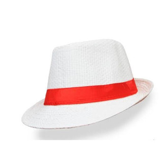 CHAPÉU malandrinho branco com fita vermelha ou preta sambista pagodeiro em Oferta na Shopee