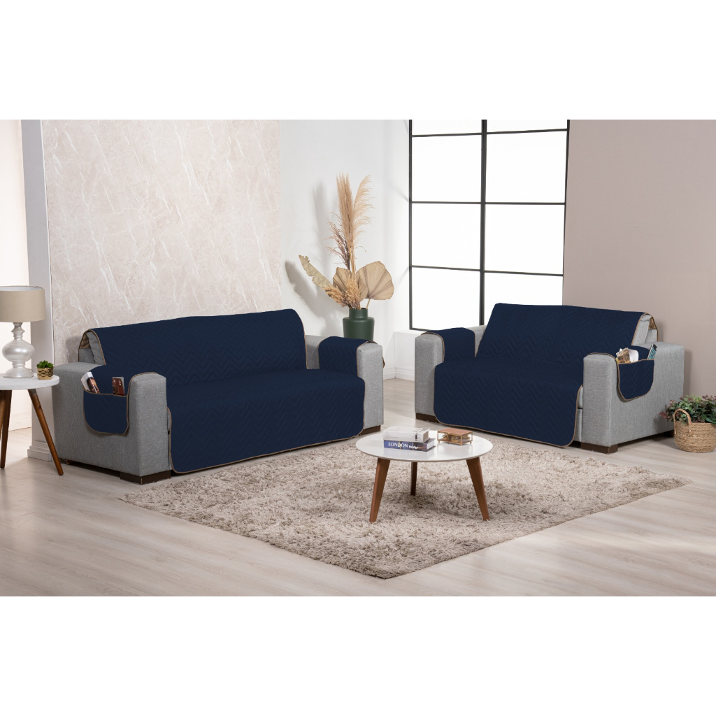 Protetor Para Sofá Dupla Face 3x2 Lugares Matelado Com Porta Objeto Lateral!