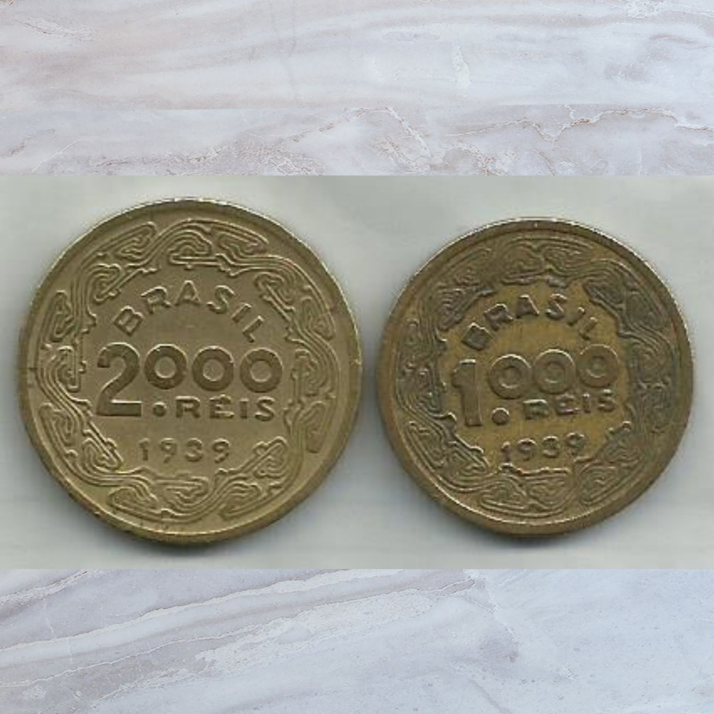 RÉIS - Lote de Moeda Comemorativa 1000/2000 Réis 1939- MBC+