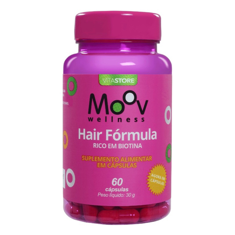 Hair Formula com Biotina 60 caps Moov - Suplemento crescimento cabelos new